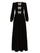 Camille Velvet Embellished Bows Long Dress in Black