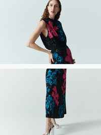 Fleur F Dress Sequin Hibiscus Embroidery