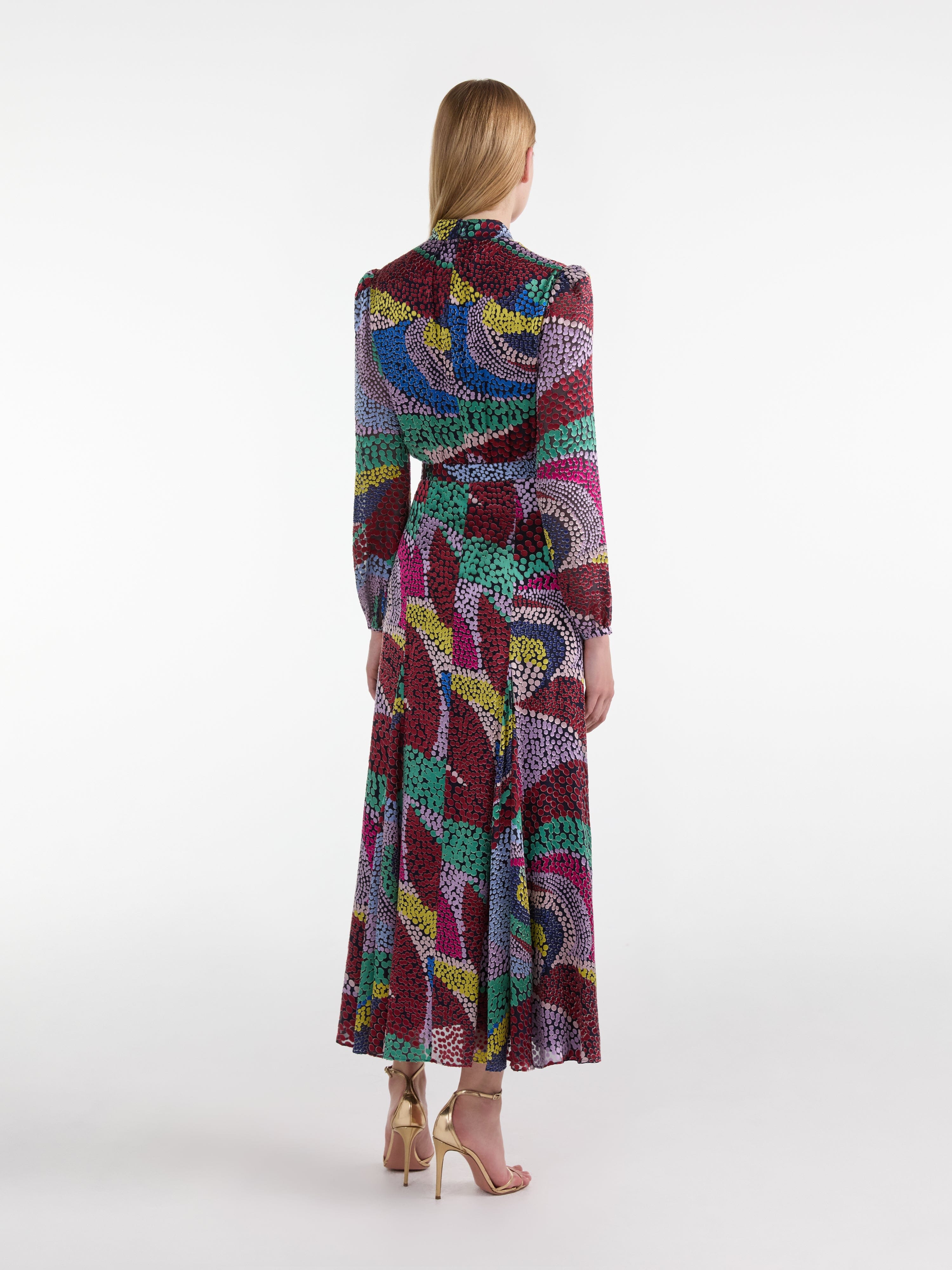 saloni jacqui-b belted floral silk midi dress Saloni Jacqui Floral Belted Midi-Dress