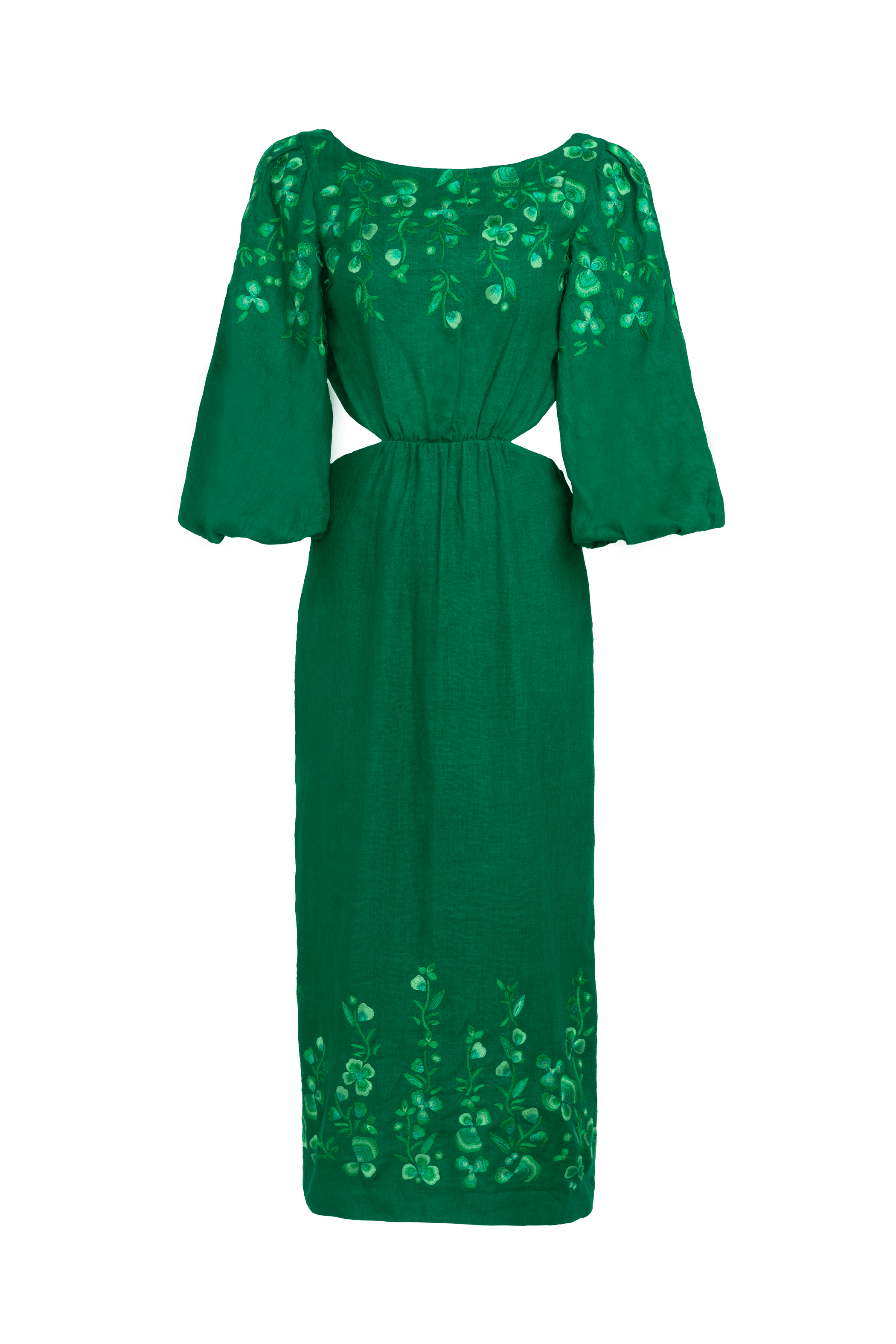 Neelam Dress in Emerald Green Embroidery