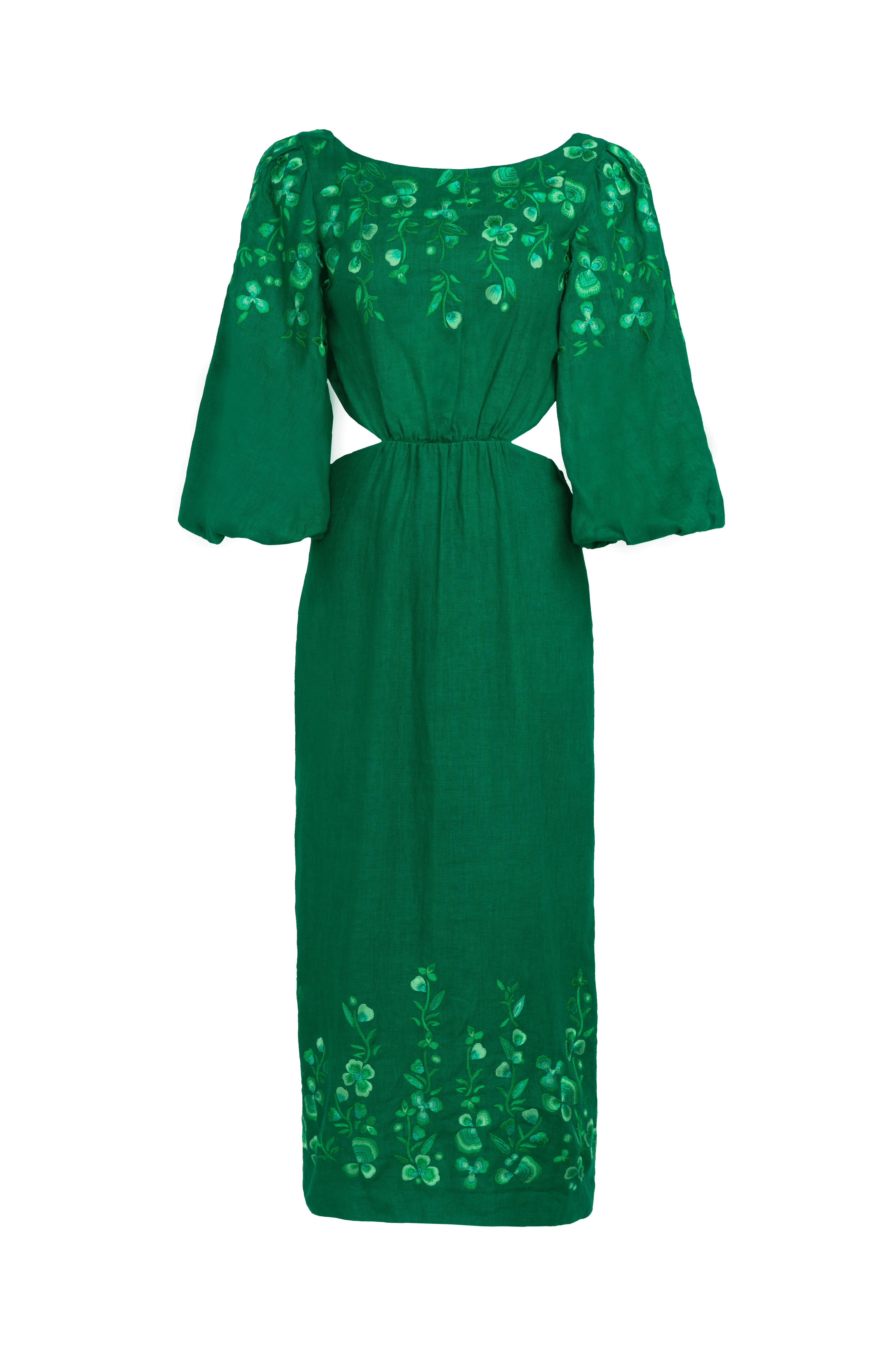 Neelam Dress in Emerald Green Embroidery