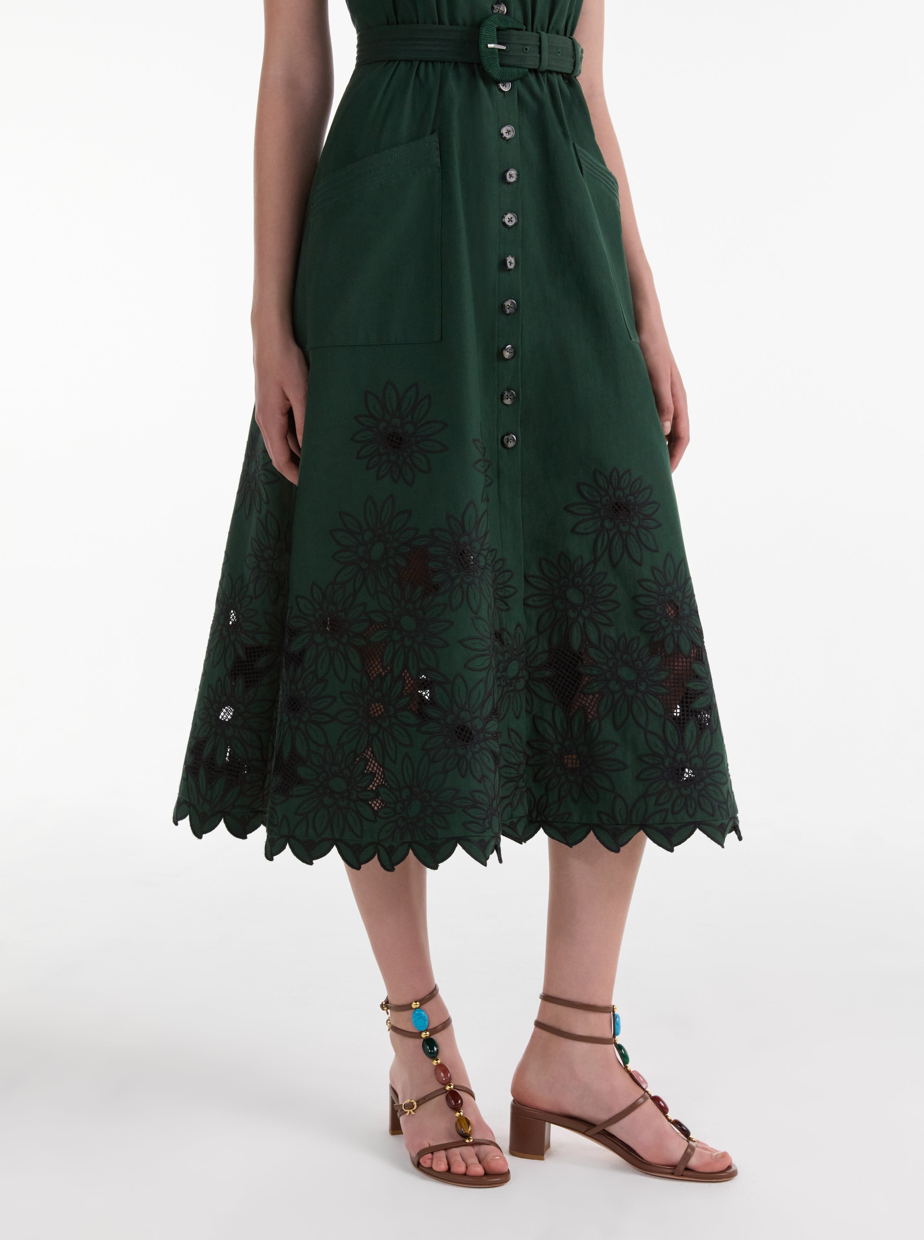 Kirat Dress in Pine Green Embroidery Kirat Dress in Pine Green Embroidery