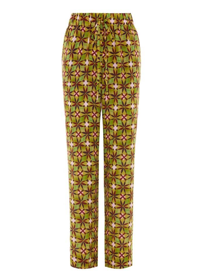 Paige-C Trouser in Olive Tile print