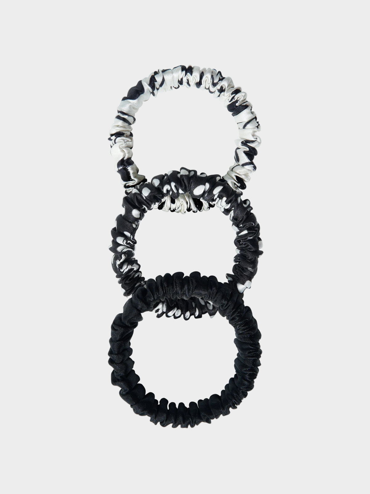 Trio of Scrunchies in Mini Polka Black