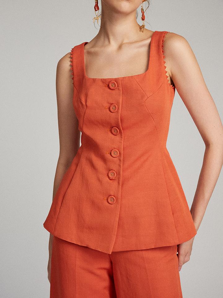 Load image into Gallery viewer, Bibba Sleeveless Jacket in Terracotta