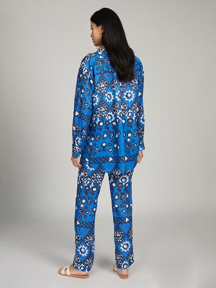 Load image into Gallery viewer, Paige-C Trouser in Blue Batik print