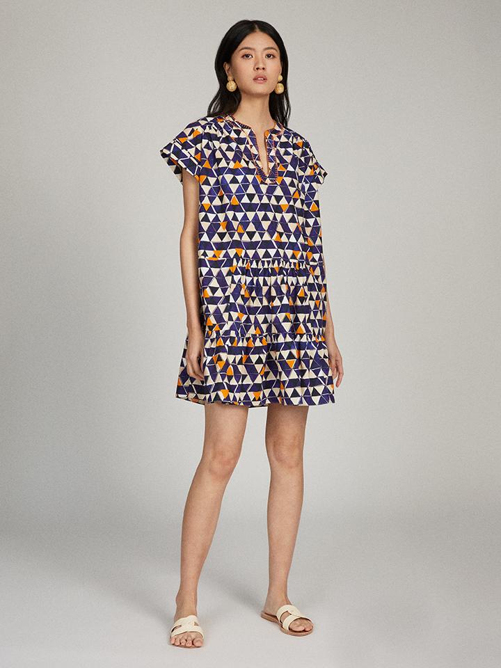 Load image into Gallery viewer, Ashley Dress in Navy Kaleidoscope