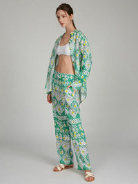 Paige-C Trouser in Green Batik print