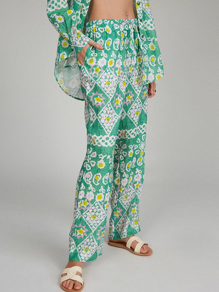 Load image into Gallery viewer, Paige-C Trouser in Green Batik print