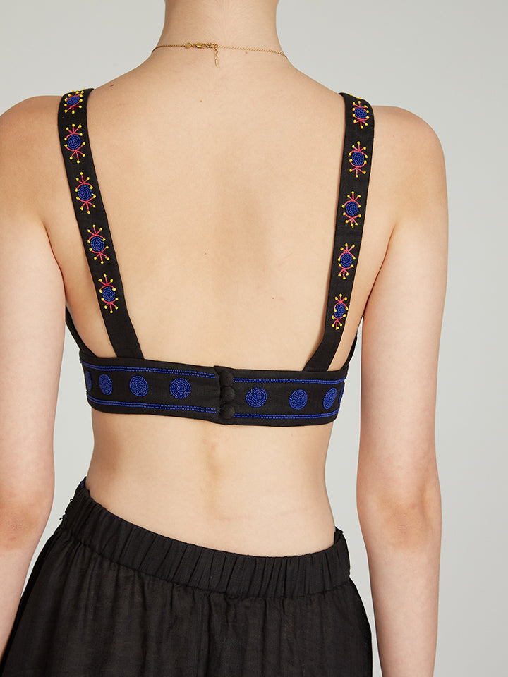 Load image into Gallery viewer, Lilah Choli in Black with Bead Embroidery