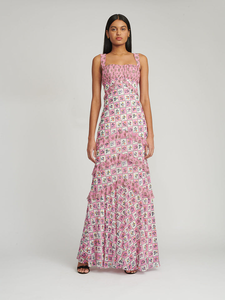 Load image into Gallery viewer, Chandra Dress in Verbena Thistle print