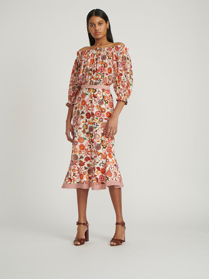 Load image into Gallery viewer, Grace Dress in Ivory Adorning Hazel print
