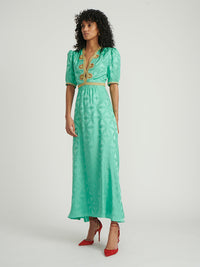 Tabitha Dress in Mint with Ornate Embroidery