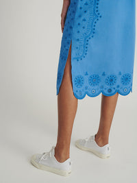 Dree Cotton Broderie-Anglaise Dress in Blue Cornflower