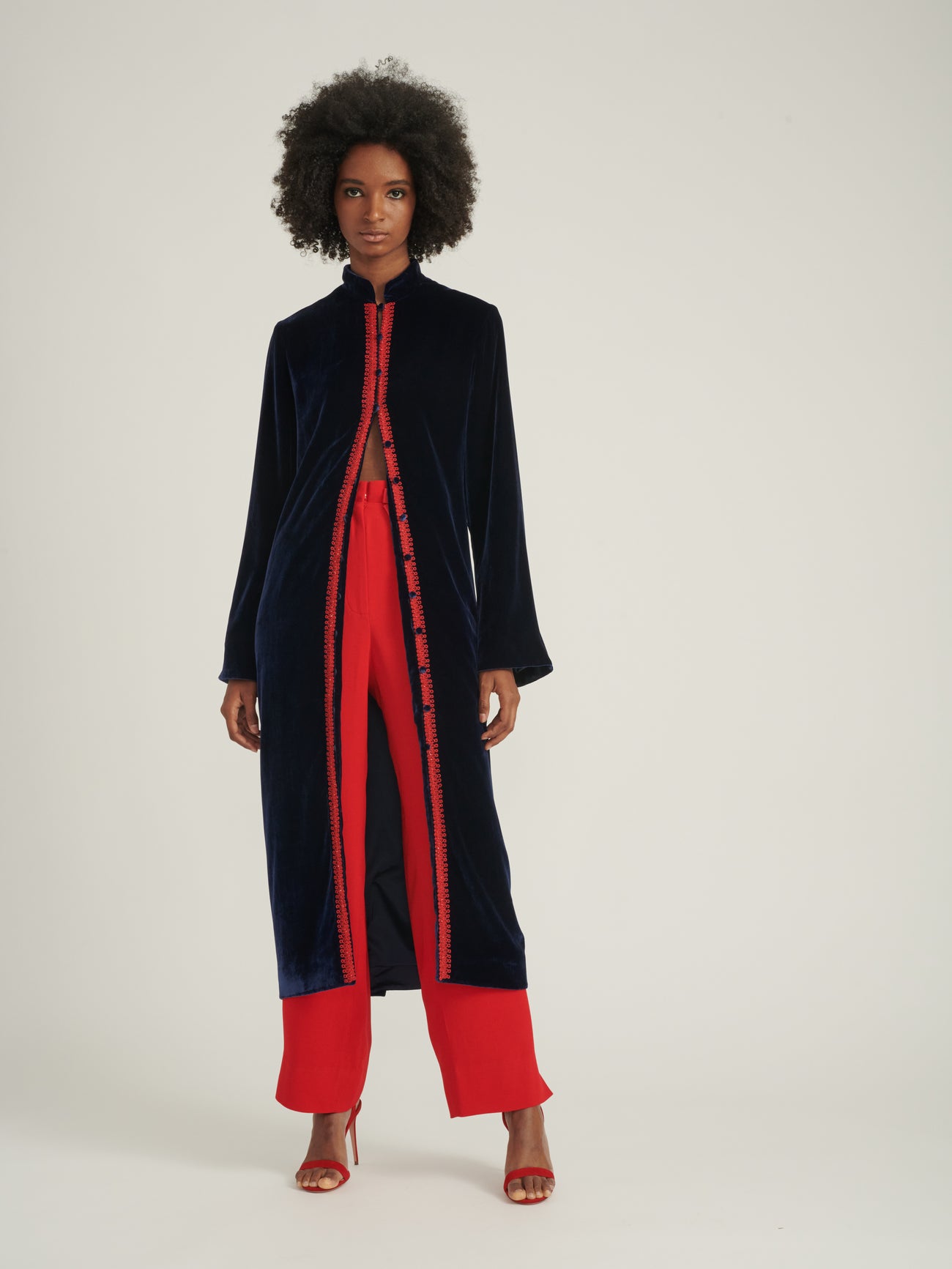 Load image into Gallery viewer, Amari Robe in Navy Red