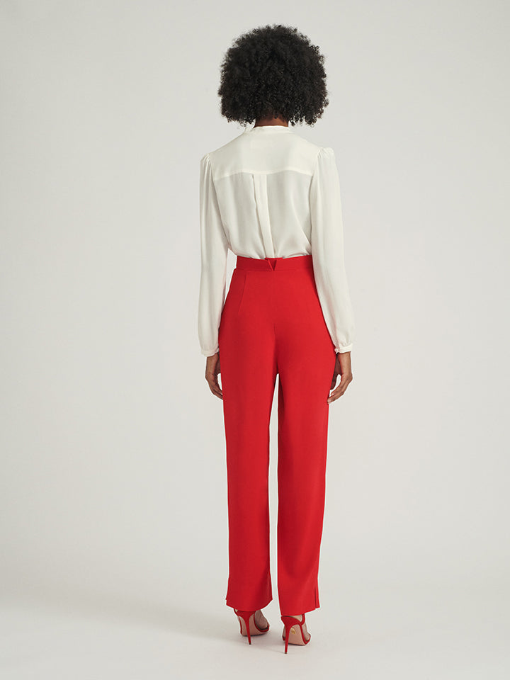 Bow Tulip Trousers in Scarlet