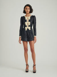 Camille Bows B Playsuit in Midnight Tinsel