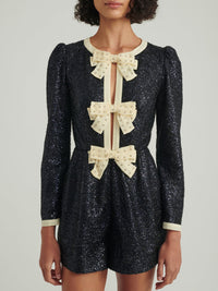 Camille Bows B Playsuit in Midnight Tinsel