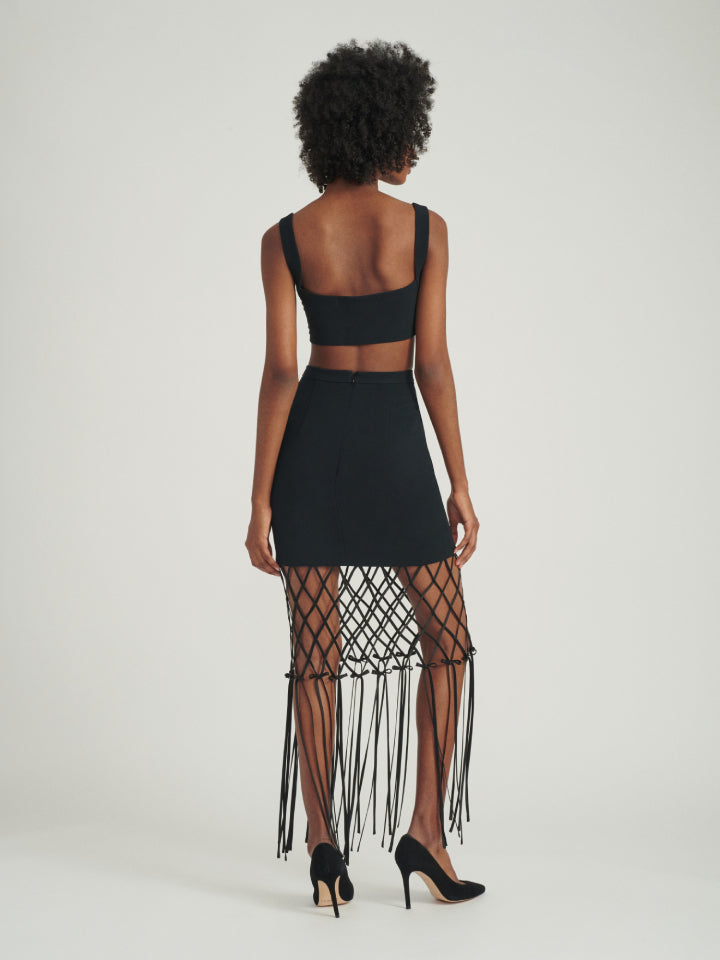 Load image into Gallery viewer, Diana Ribbon Skirt in Black
