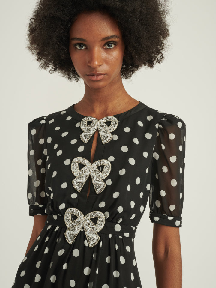 Load image into Gallery viewer, Jamie Short Dress in Mono Polka Dot