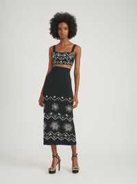 Nat Skirt in Black with Galaxy Embroidery