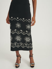 Nat Skirt in Black with Galaxy Embroidery