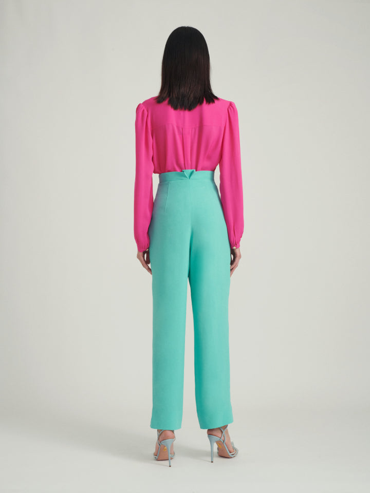 Load image into Gallery viewer, Bow Tulip Trousers in Aqua