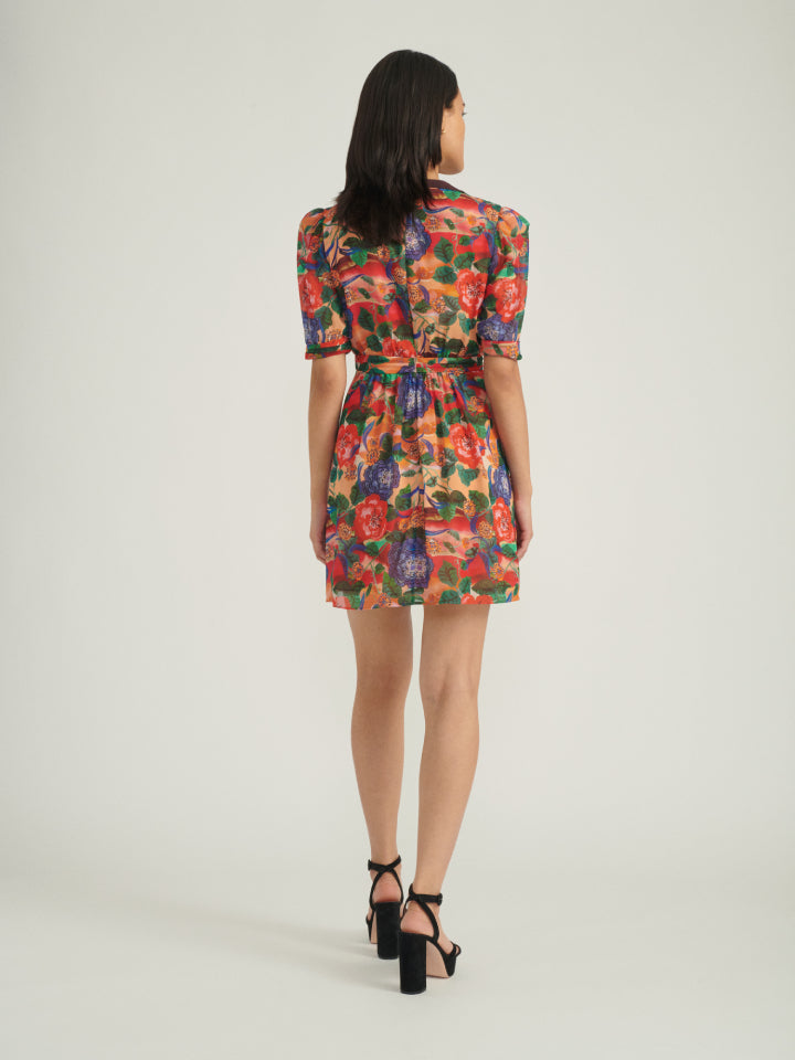 Load image into Gallery viewer, Jamie Short Dress with Bows in Dianthus print