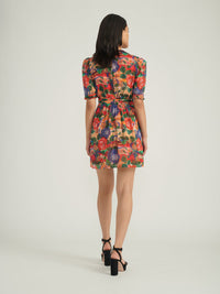 Jamie Short Dress with Bows in Dianthus print