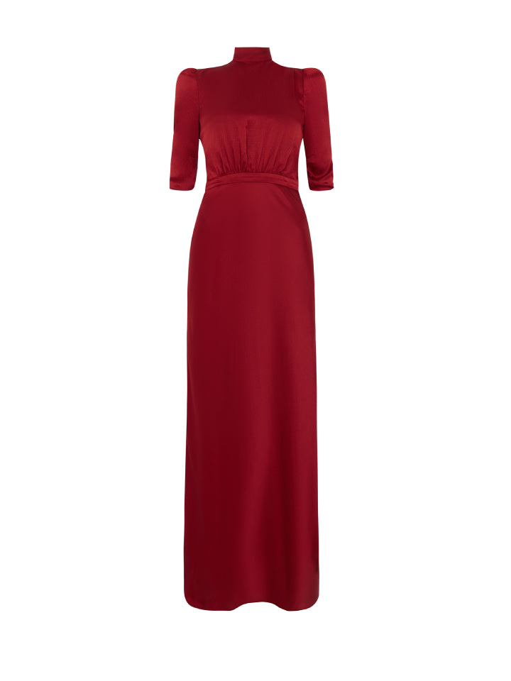 Adele Dress In Garnet Red Saloni