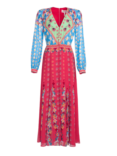Annabel Dress in Vibrant Lupins print