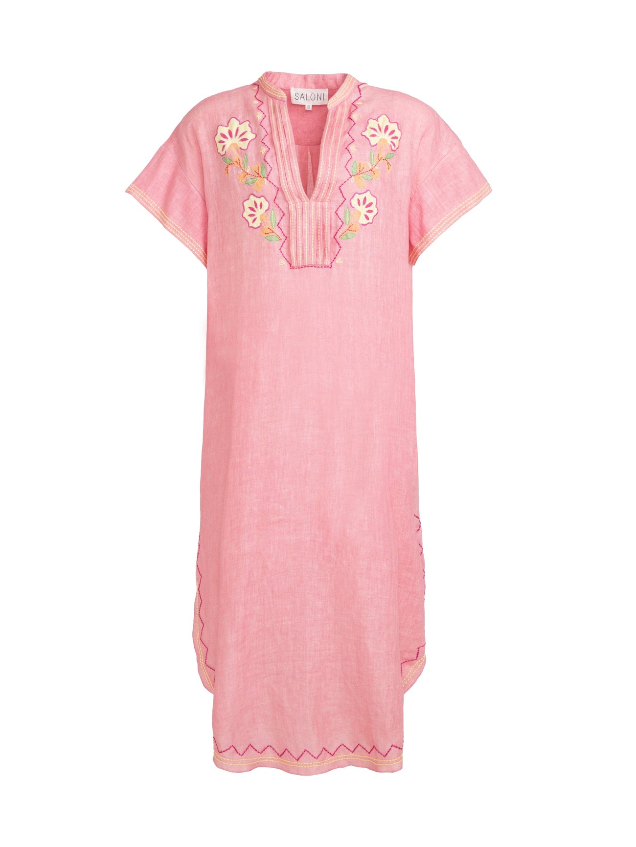 Load image into Gallery viewer, Aree Kaftan in Pink Flower Embroidery