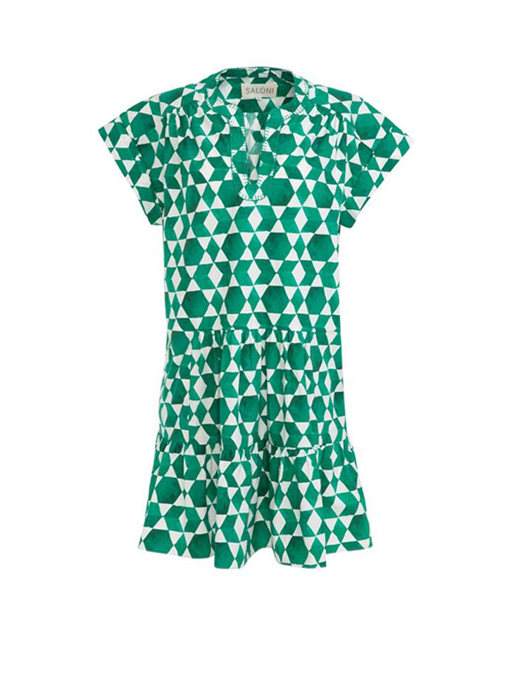 Load image into Gallery viewer, Ashley Dress in Emerald Tiles