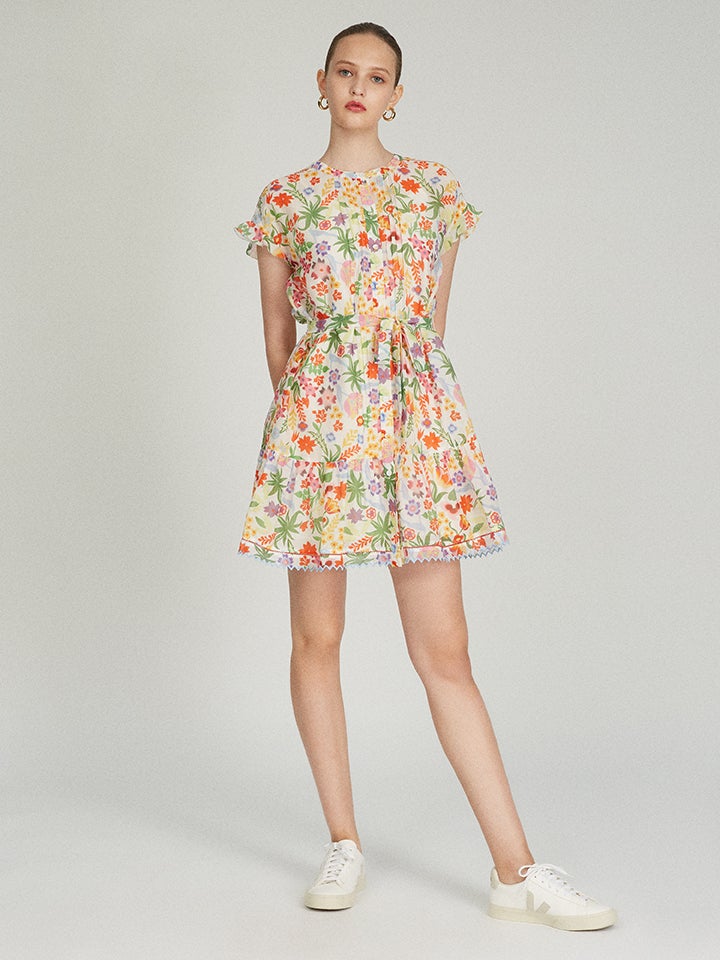 Load image into Gallery viewer, Bettie Dress in Rainbow Papercut print