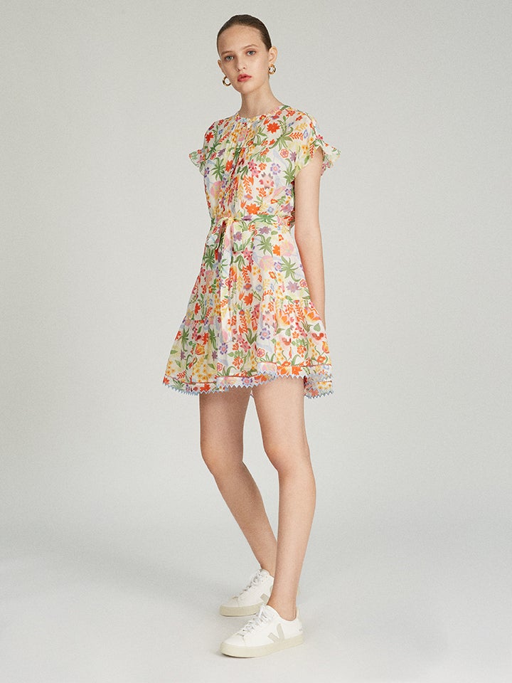 Load image into Gallery viewer, Bettie Dress in Rainbow Papercut print