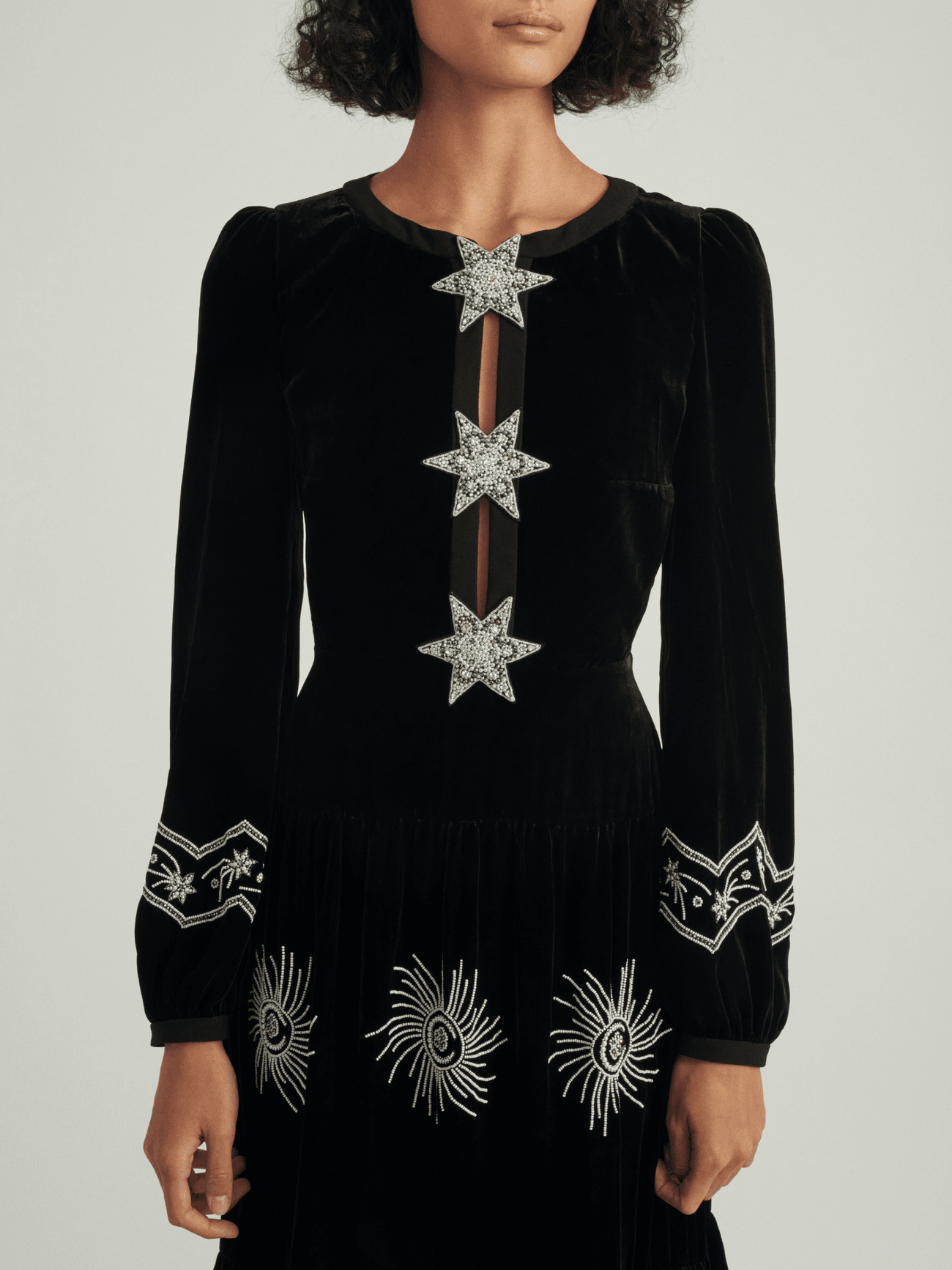 Load image into Gallery viewer, Camille B Embellished Pearl Stars Dress in Black