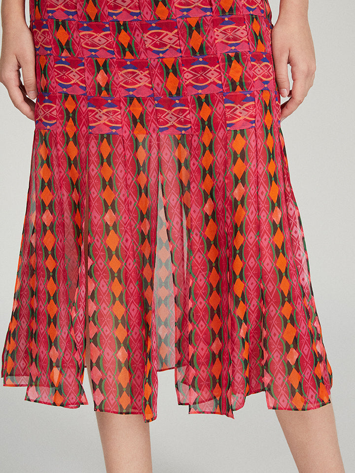 Load image into Gallery viewer, Diana Basketweave Skirt in Stripe print