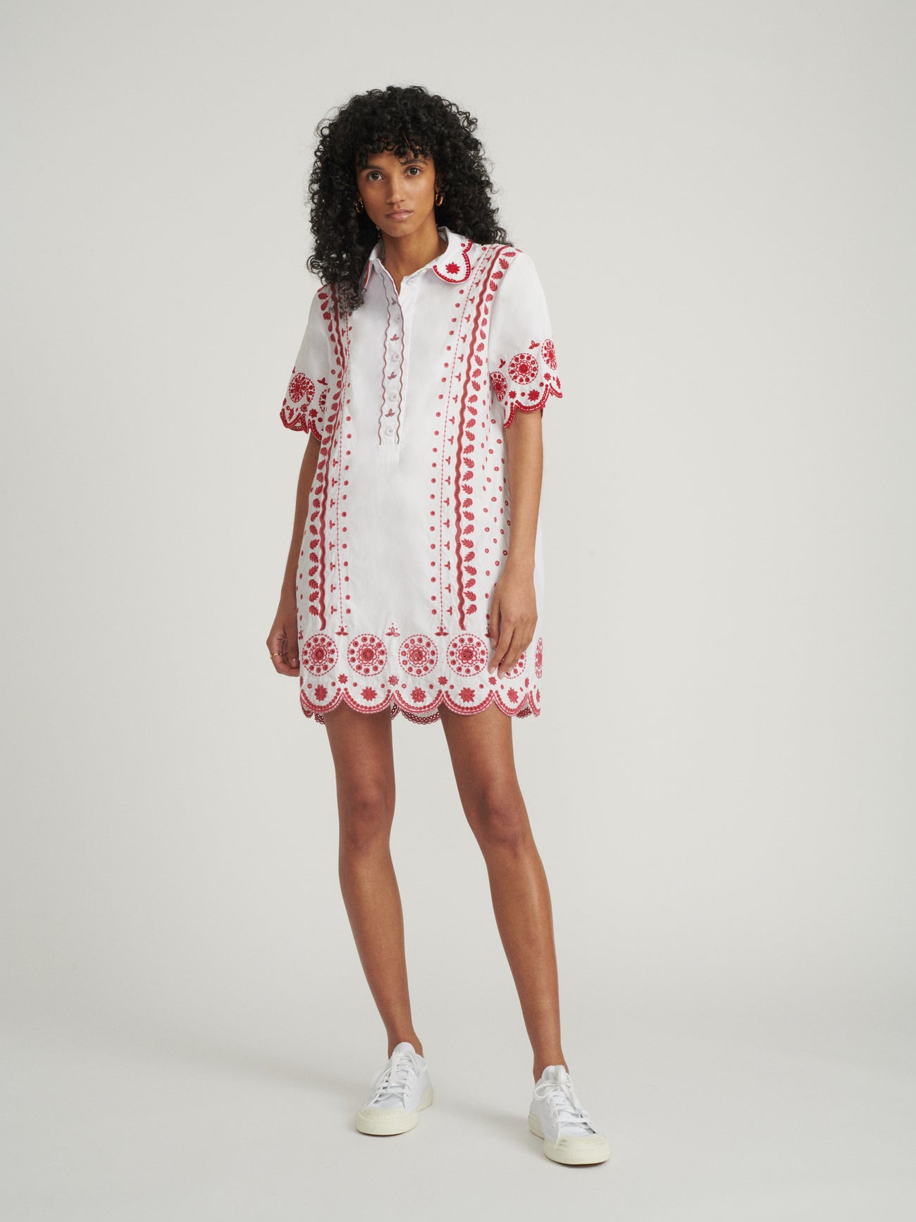 Load image into Gallery viewer, Dree Cotton Broderie-anglaise Shirt Dress in White Punch