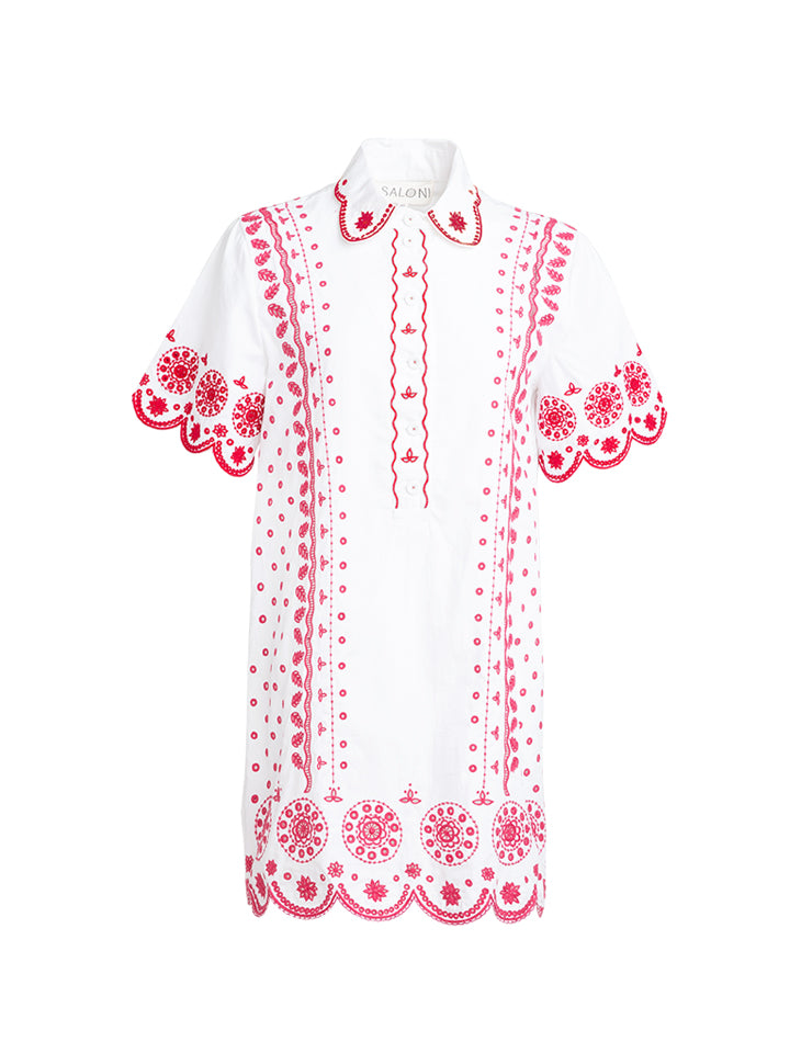 Load image into Gallery viewer, Dree Cotton Broderie-anglaise Shirt Dress in White Punch