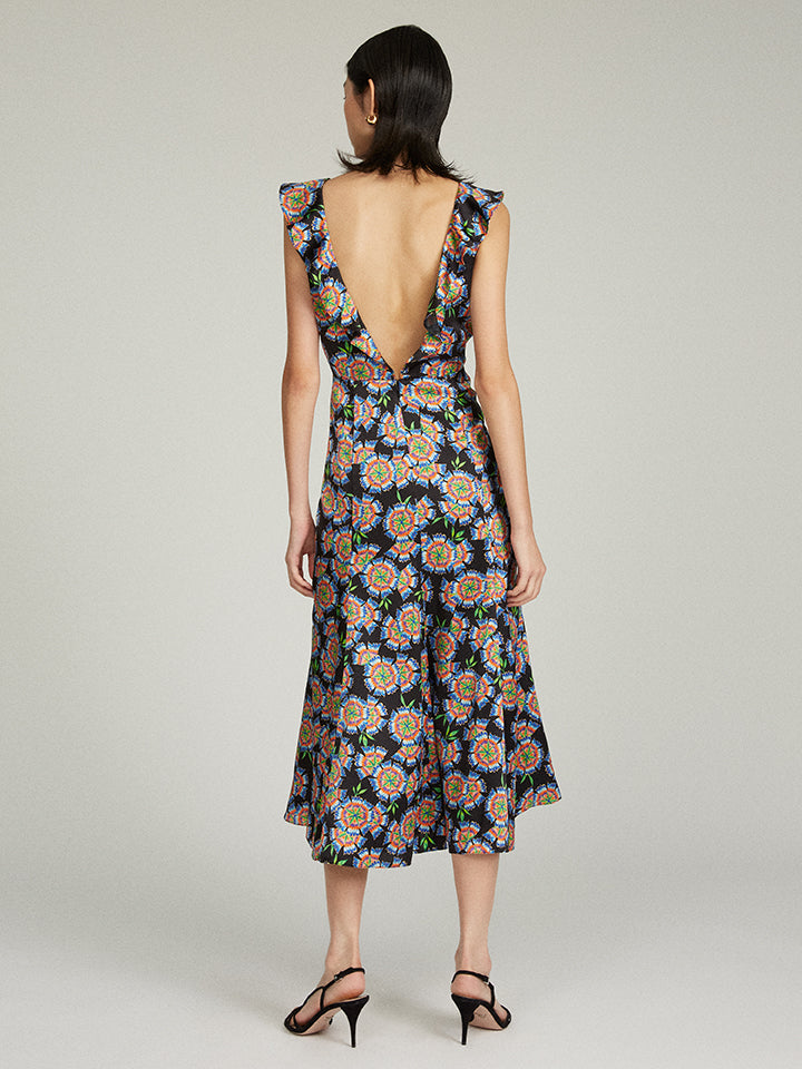 Load image into Gallery viewer, Holly Midi Dress in Ebony Dragonfruit print