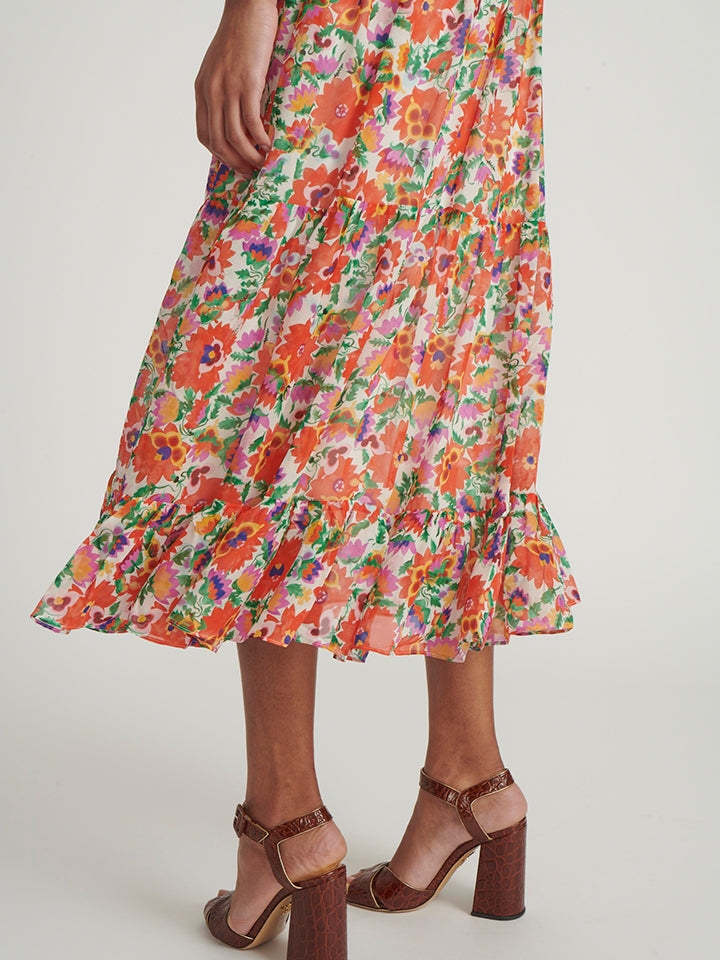 Isabel Dress in Papaya Sunflower print