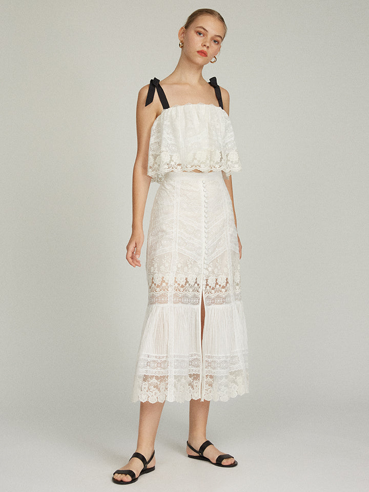 Load image into Gallery viewer, Lorna Lace Skirt in Ivory