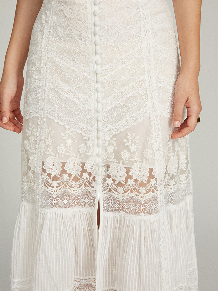 Load image into Gallery viewer, Lorna Lace Skirt in Ivory