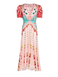 Lea Long Dress in Blush Lupins print