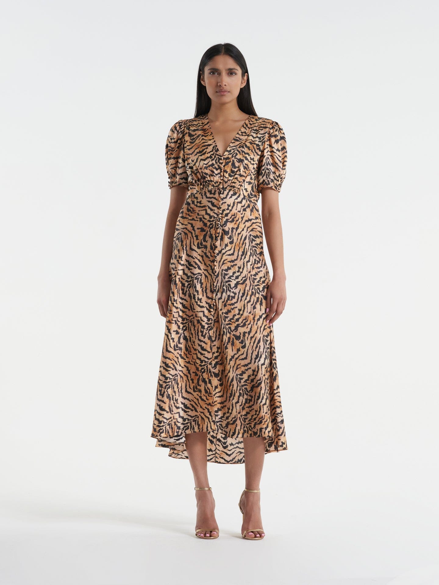 Lea Long Dress in Venyx Gold Tiger