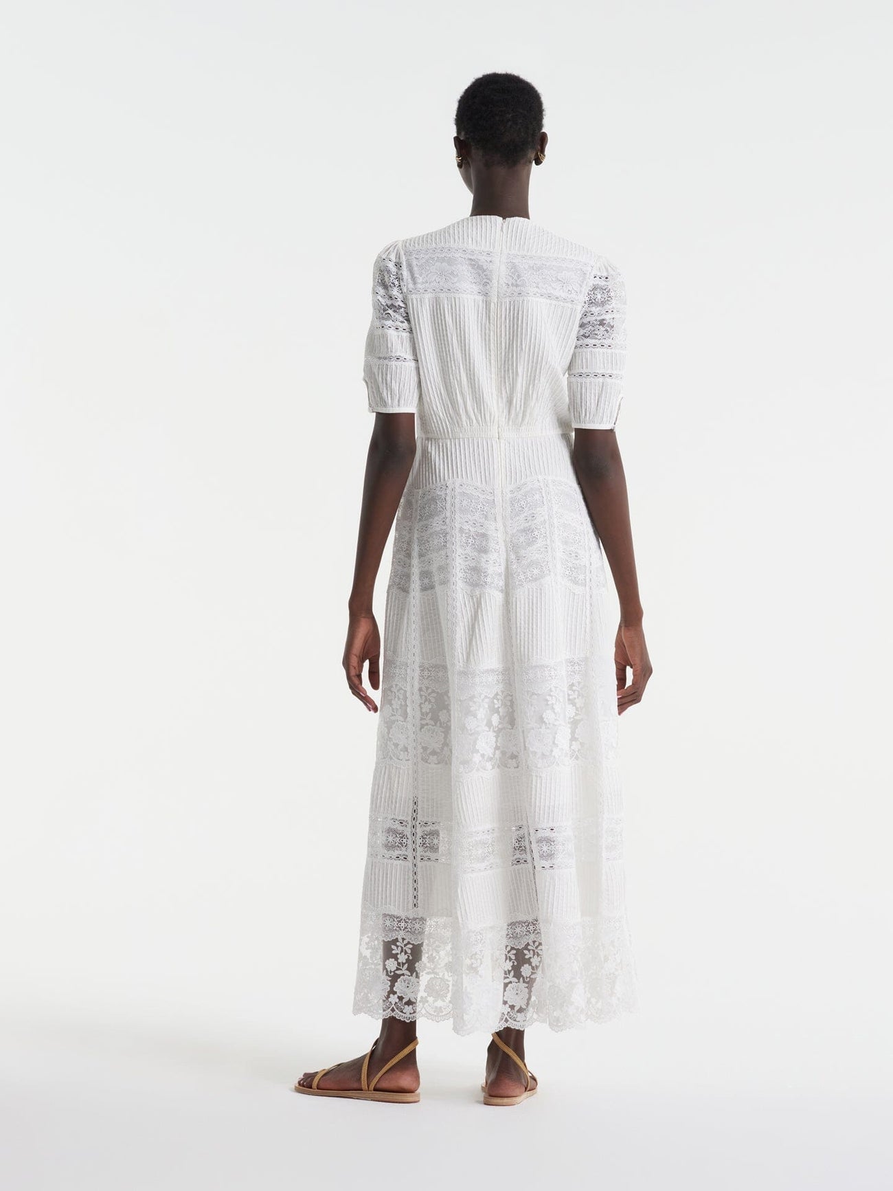 Load image into Gallery viewer, Lea Long Lace Dress in Ivory