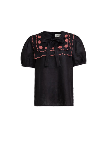 Marlowe B Top in Black Shell Embroidery