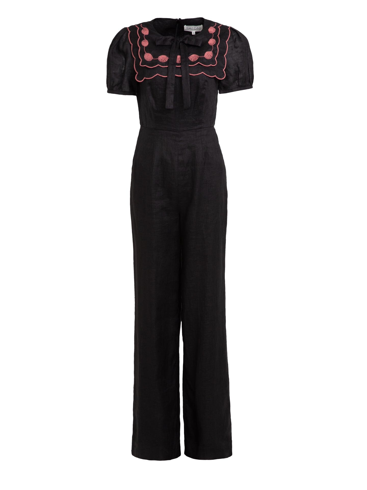 Marlowe Jumpsuit in Black with Shell Embroidery