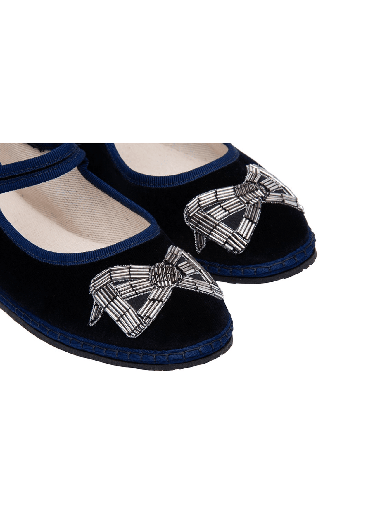 Load image into Gallery viewer, MJ Clementine Navy Bow Embroidery