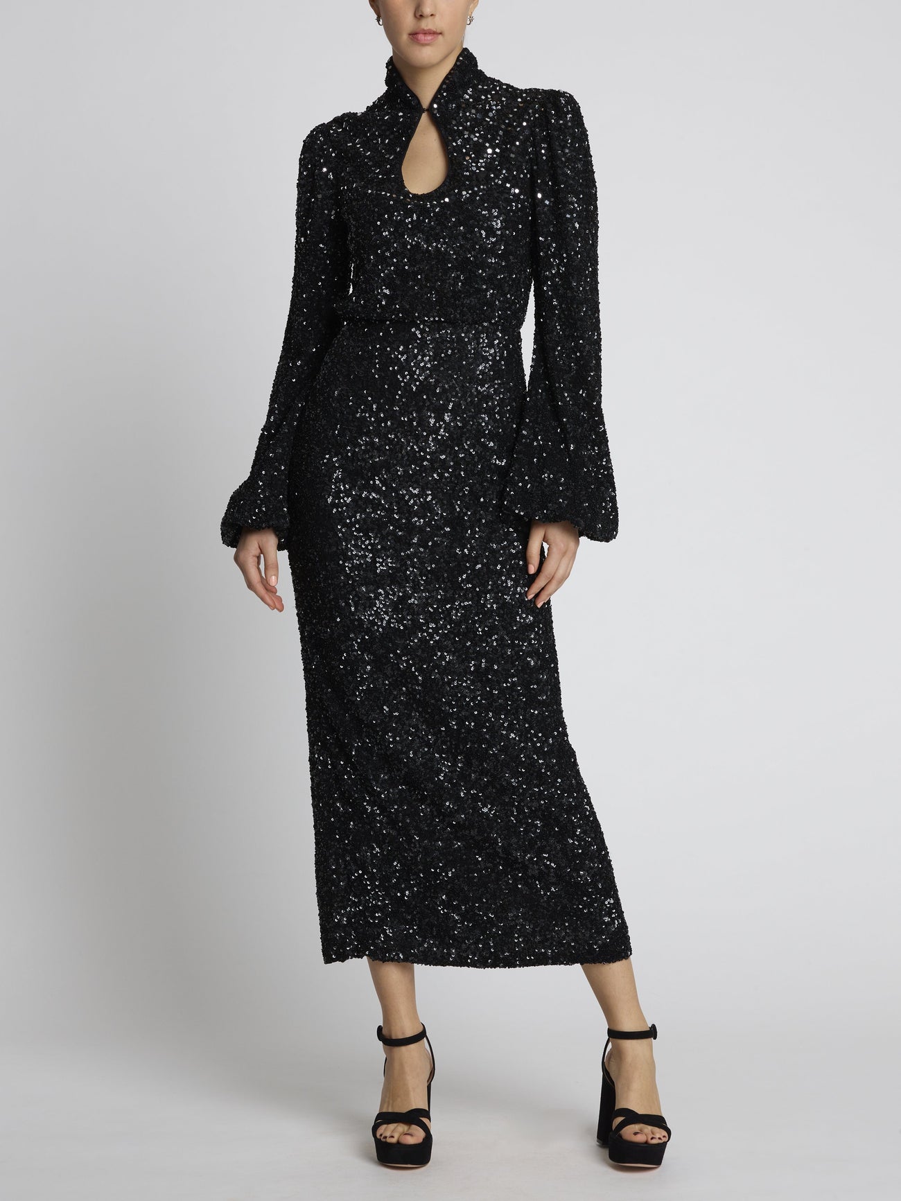 Load image into Gallery viewer, Domino Dress in Black Embroidered